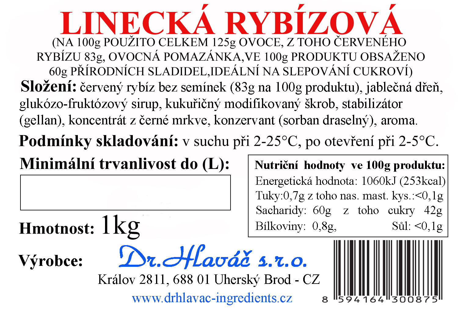 Dr.Hlaváč - Linecká RYBÍZOVÁ 1kg